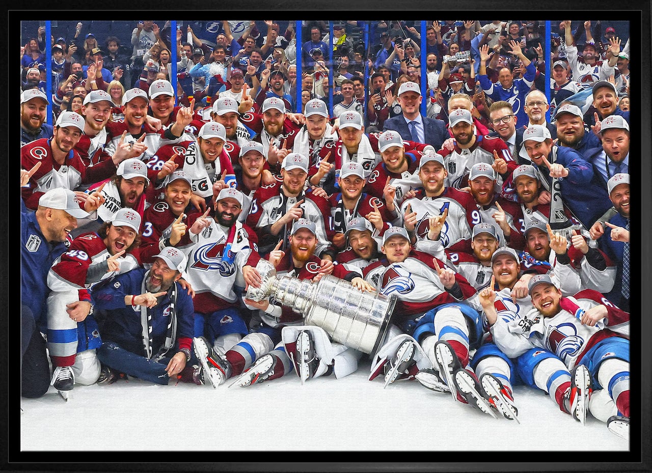 Colorado Avalanche Framed 20" x 29" 2022 Stanley Cup Champions Canvas 31.5" x 22.5"